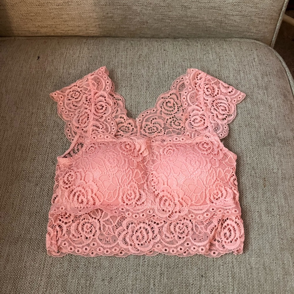 Pink peach lace bralette